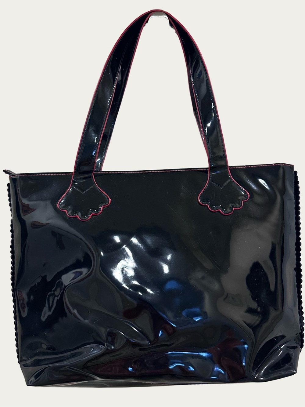 Stephanie Johnson For Saks Fifth Avenue Black Patent Leather Tote Purse Bag